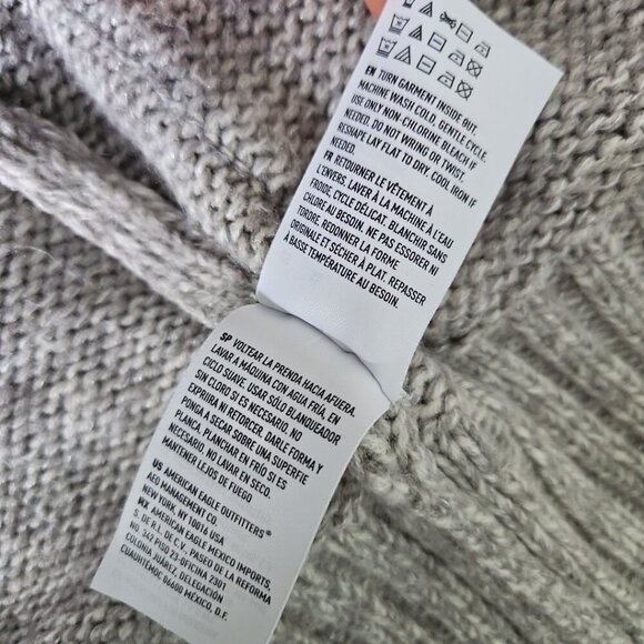 American Eagle Cardigan Sweater Women Open Front Aztec Chunky Pockets Long AEO - Picture 6 of 13